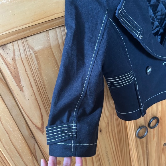 Guess Semi-Jacket Cropped Ultra-Chic Black 100% Cotton Women's Size Small - Picture 5 of 9